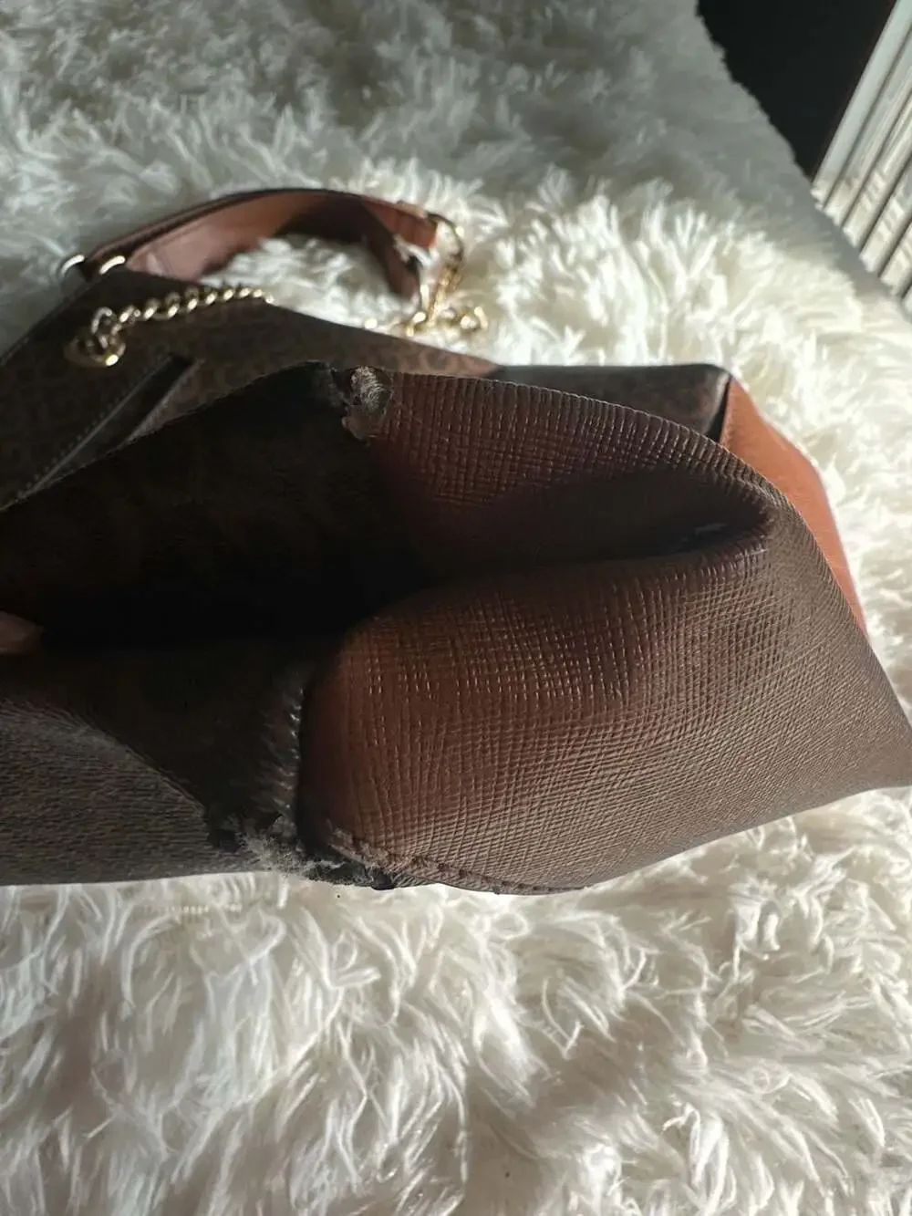 GBG Los Angeles Monogram Tote Satchel with Chain Handles